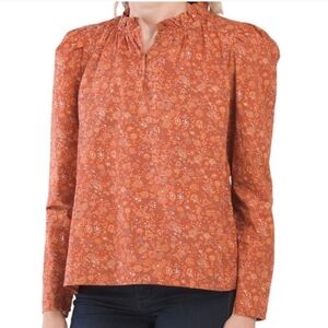 House of Harlow 1960 Wallis Ruffle Neck Peasant Floral Boho Top Blouse Size M